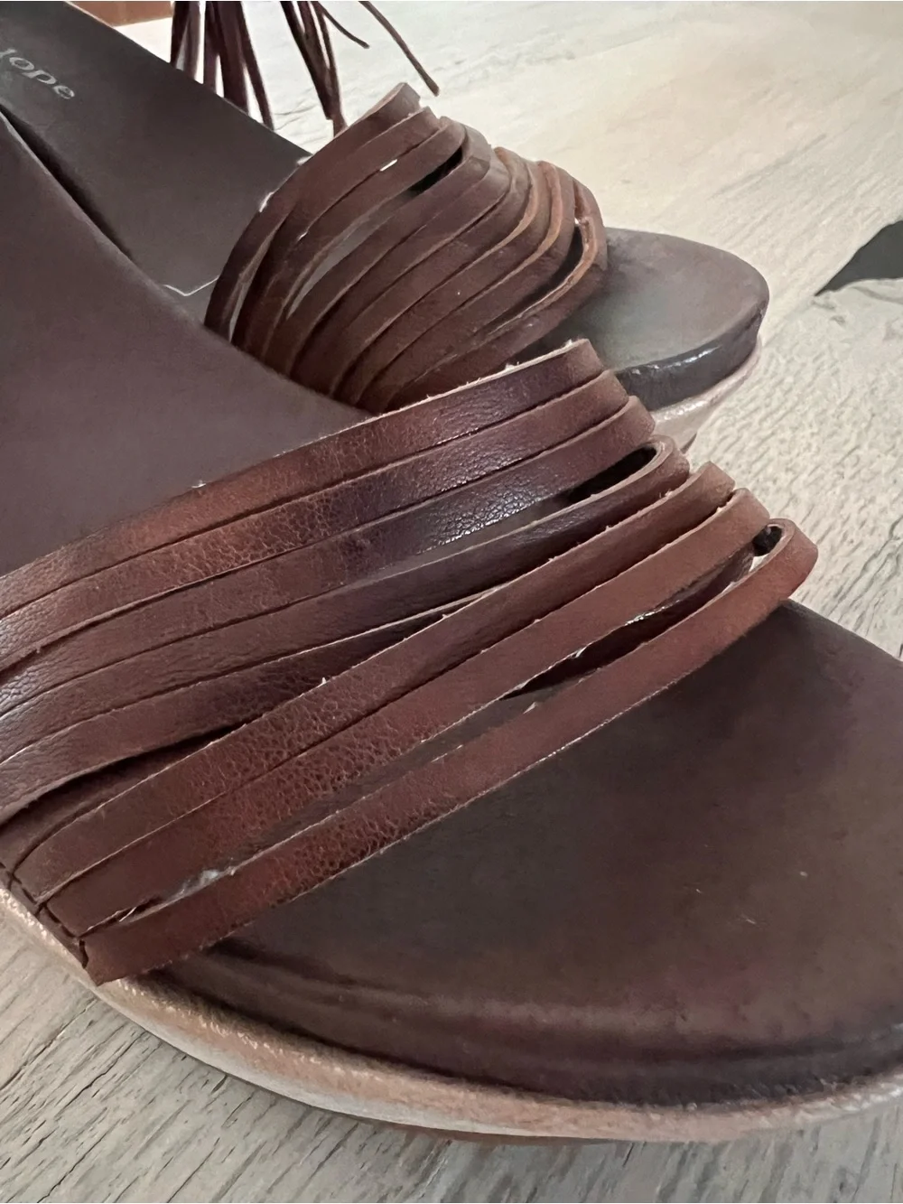 Antelope Dacia D46 Strappy Wedge Platform Heel Sandals Size 38 Coffee Leather